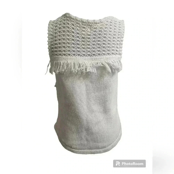 Anthropologie Pacific Fringe Tank Boho Knit Sleeveless Top Size Medium - Picture 6 of 8